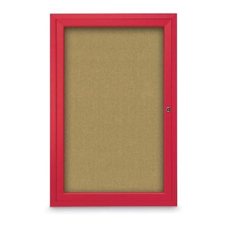 United Visual Products Slim Enclosed Corkboard, 18"x24", Bronze Alum Frame/Medium Grey UVEB1824-BRONZE-MEDGRY